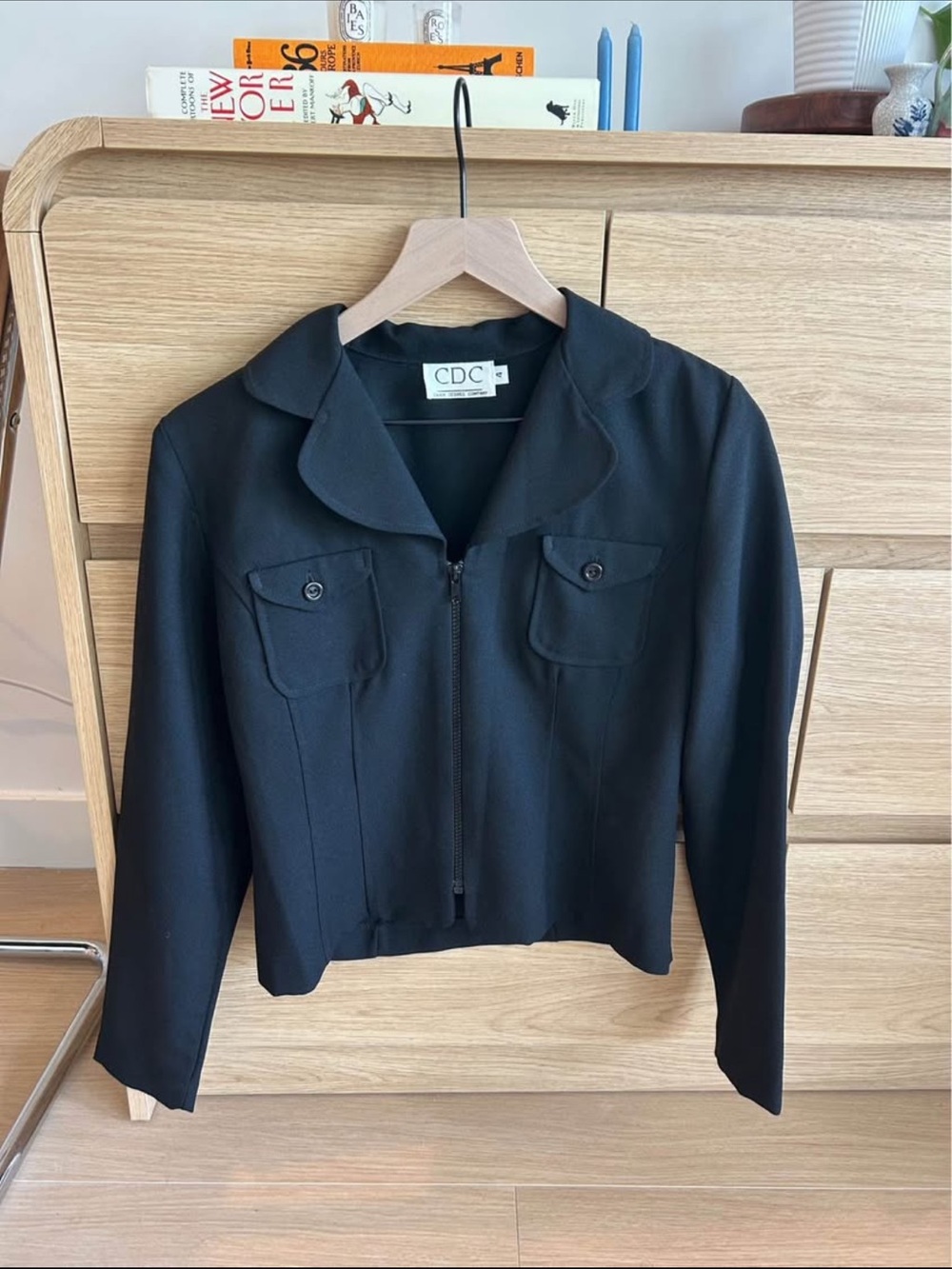 CDC Black Women's Cropped Zip Blazer